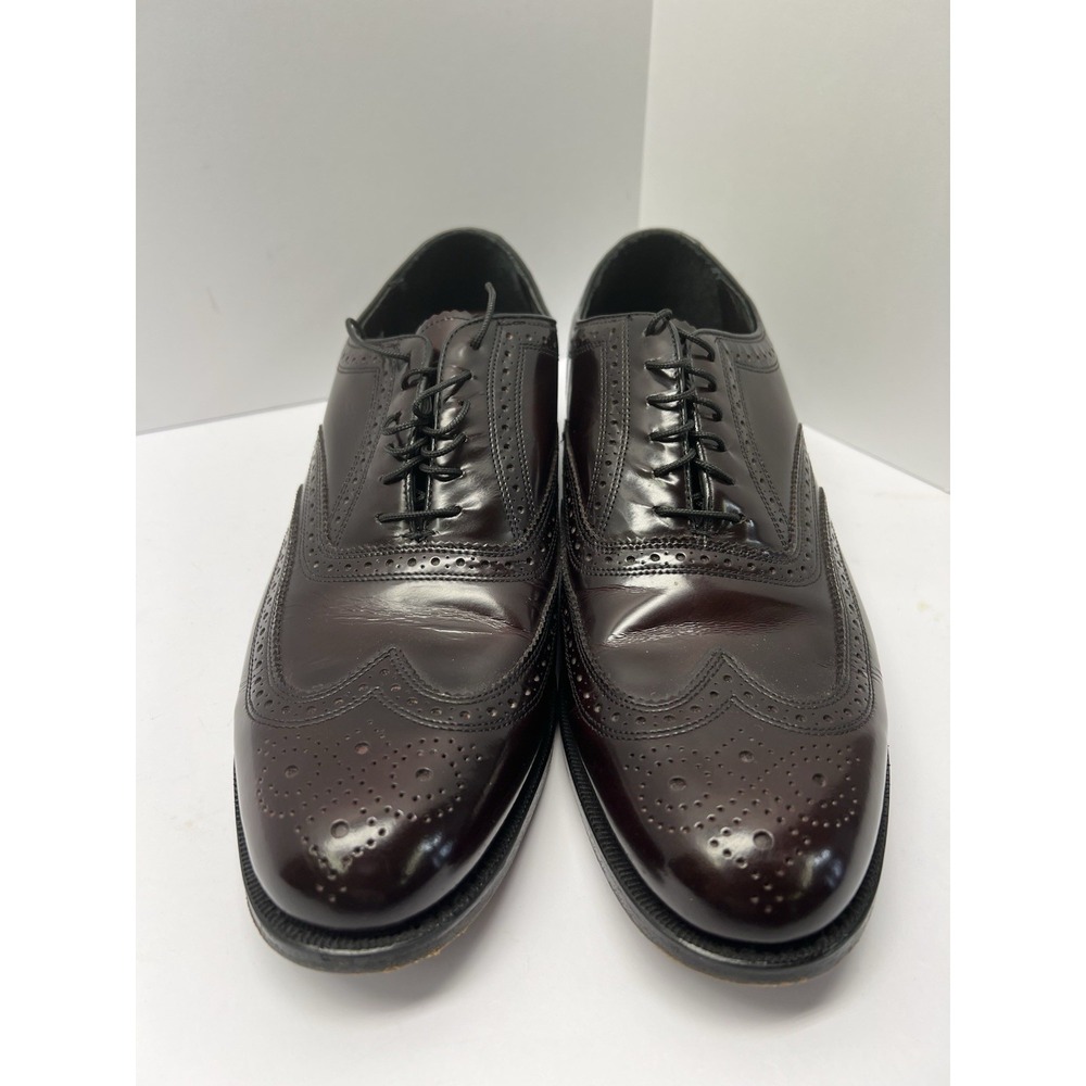 Florsheim Lexington Oxford Dress Men's‎ 9.5 D Burgundy Rubber Tap Sole  EUC